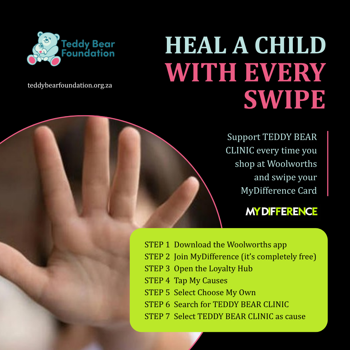 HEAL A CHILD WITH EVERY SWIPE OF MYDIFFERENCE CARD